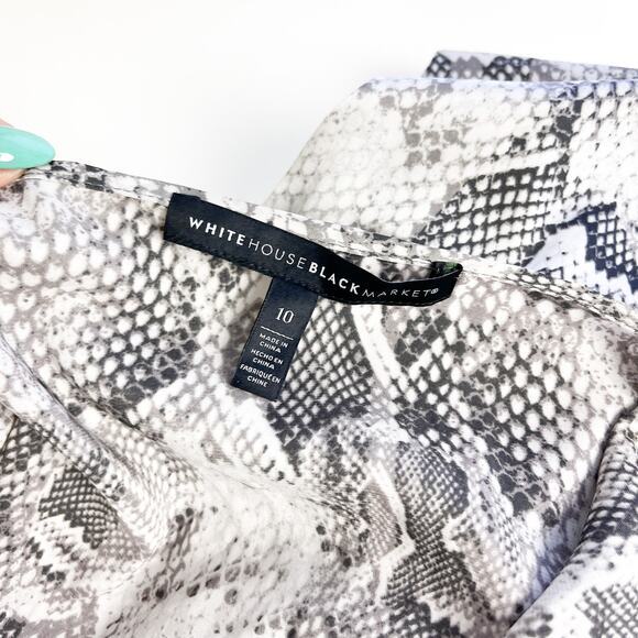 White House Black Market Size 10 Knee Length Slip Snake Print Gray - Picture 5 of 8